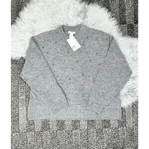 H&M Ladies‎ Charcoal Beaded Soft Polyester Knit Sweater Size Large NEW
